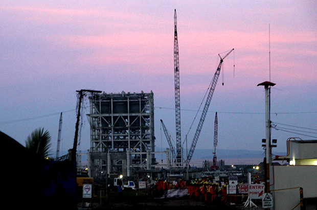 UNDER CONSTRUCTION This 300-megawatt coal-fired power plant in Barangay Binugao, Toril District, Davao City and Barangay Inayawan, Sta. Cruz in Davao del Sur is expected to start operations by 2015. Environmentalists are opposing the construction of this plant, saying that one of its adverse impacts is the destruction of marine life in Davao Gulf. The Aboitiz Power Corp., says the plant can help solve the power shortage in Mindanao. Photo taken on September 13, 2013. Mindanews Photo by Keith Bacongco