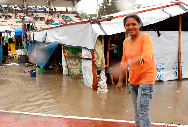 After being displaced by the 3-week standoff between government forces and the Moro National Liberation Front - Misuari faction, bakwits in Zamboanga City have to contend with floodwater brought by heavy rains on Friday, Oct. 4, 2013. Photo courtesy of MinHRAC