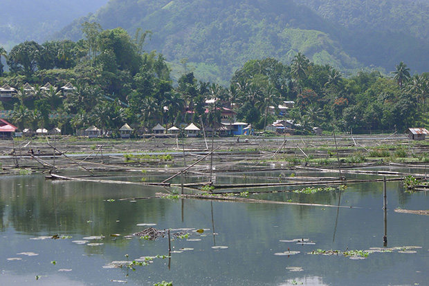 The fish cages hit badly by the recent fish kill in Lake Sebu as photographed on Sunday, October 20, 2013, in Lake Sebu town, South Cotabato. MindaNews photo by Bong Sarmiento