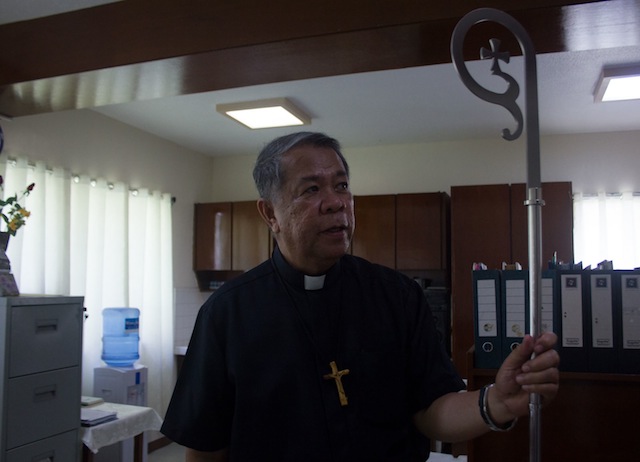 NEW STAFF. Zamboanga Archbishop Romulo dela Cruz will be carrying this new pastoral staff on Wednesday, May 14. MIndaNews photo by Toto Lozano 