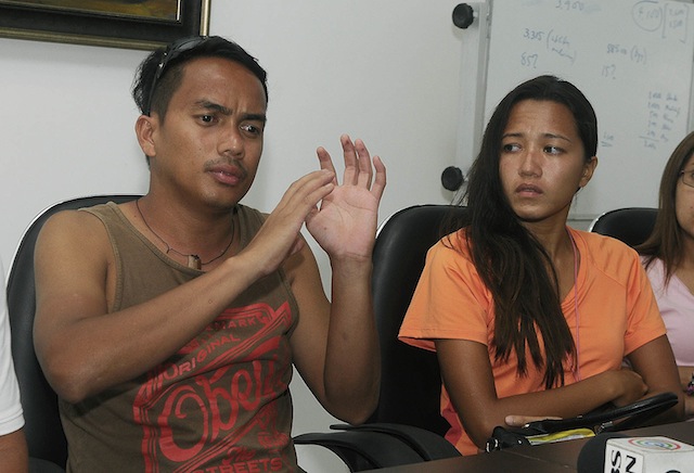 SURVIVOR. Patrick Agus, 29, describes how he survived when their inflatable raft capsized after hitting a huge boulder along the Cagayan de Oro River Friday. But one of his companions, identified as Aizza Calipusan Balbin, 26, a registered nurse and a native of Loboc, Bohol remains missing as of Saturday June 15, 2014. MindaNews photo by Froilan Gallardo 