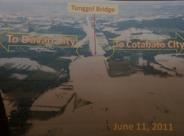 Aerial view of Tunggol Bridge and cut-off channel taken June 11, 2011. Photo from the June 17, 2011 Situation report of the PTFMRBRD
