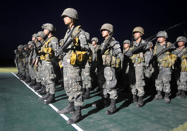  HARDENED MARINES. A Marine battalion arrived in Camp Awang, Cotabato City on  Jan. 27, 2015 but officials were quick to say that their arrival is “just routine.” MindaNews photo by Froilan Gallardo