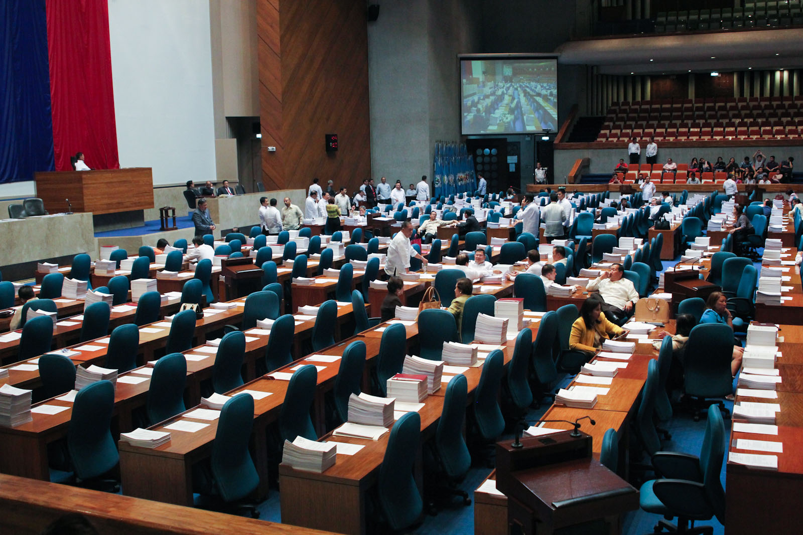 Most of the seats of the House members are empty as interpellation for House Bill 5811 continued on June 4, 2015. Session was adjourned before 6 p.m. on August 4, supposedly the resumption of the period of interpellation on HB 5811, due to lack of quorum. MindaNews file photo by Toto Lozano