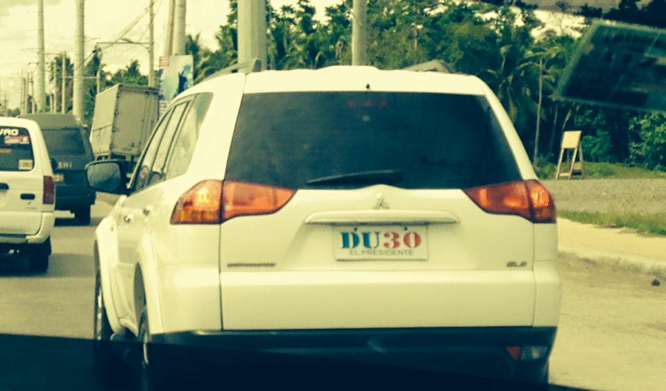Using this decorative "DU30" plate is a "major violation" of the law, the Land Transportation Office operations head, Eleanor Calderon, said. "Magagalit nyan si Mayor" (Mayor Duterte will be angry), she said. MindaNews photo by Carolyn O. Arguillas