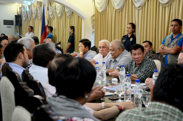 President-elect Rodrigo Duterte presides over a meeting with members of his incoming Cabinet on Tuesday, May 31, 2016, at the "Malacanang of the South" in Davao City, a day after his proclamation as winner in the Presidential polls. Photo courtesy of KING RODRIGUEZ