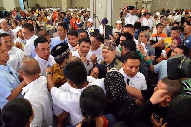 President Rodrigo Duterte at the Mindanao Hariraya Eid'l Fitr 2016 in Davao City on Friday. PPD/ Cado Niñal