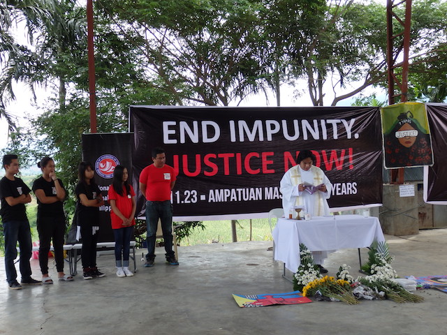 Fr. Rey Carvyn Ondap of the Passionist Fathers in General Santos City says "this is no longer an Ampatuan Masacre. This is a Judicial Massacre," referring to the delayed justice for victims of the November 23, 2009 massacre in Ampatuan, Maguindanao. MindaNews photo by Carolyn O. Arguillas