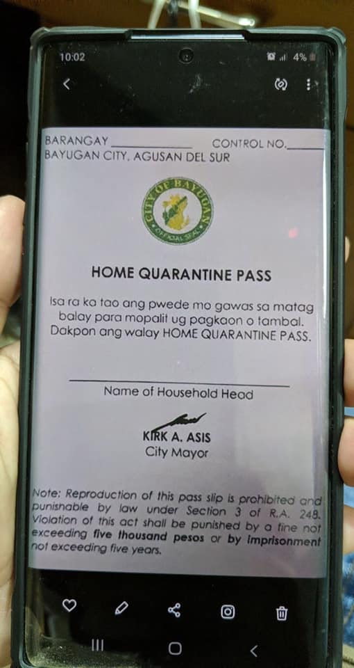 Quarantine pass