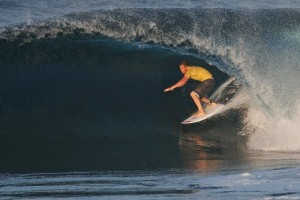 Australian professional surfer Ryan Hipwood takes a right hand barreling wave in this file photo taken during the 2008 competition. MindaNews photo by Roel N. Catoto